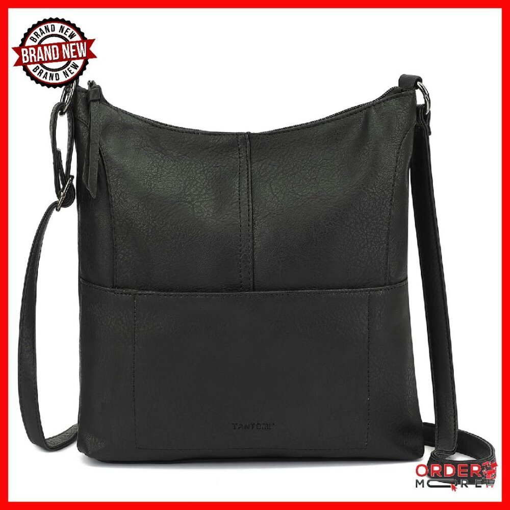 Vegan Leather Hobo Crossbody Bag with Adjustable Strap & Multiple Pockets